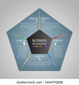 Business InfoGraphics, Geometry, Pentagon Design, Marketing presentation, section banner, Vector Illustration