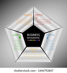 Business InfoGraphics, Geometry, Pentagon Design, Marketing presentation, section banner, Vector Illustration