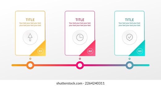 Business infographics with gradient line and templates to enter your own text. 3 steps. Vector illustration.