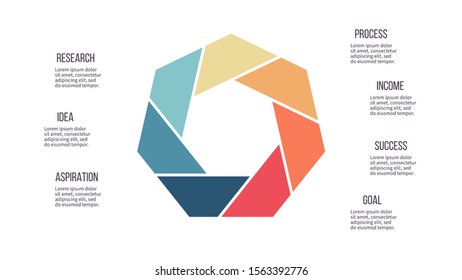 Business infographics. Heptagon Chart with 7 steps, options. Vector diagram.