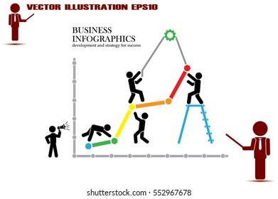 Business infographics icon vector EPS 10, illustration  head businessmen with team of working people pill flat design,  abstract modern isolated badge for website or app - stock info graphics