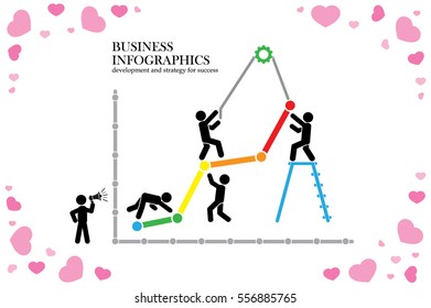 Business infographics icon vector EPS 10, illustration  head businessmen with team of working people pill flat design,  abstract modern isolated badge for website or app - stock info graphics.