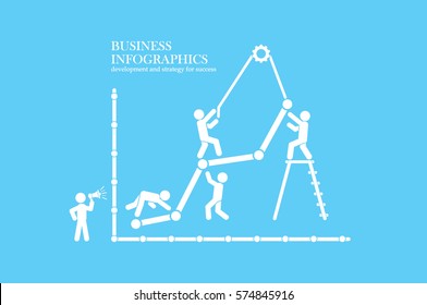 Business infographics icon vector EPS 10, illustration  head businessmen with team of working people pill flat design,  abstract modern isolated badge for website or app - stock info graphics.