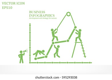 Business infographics icon vector EPS 10, illustration  head businessmen with team of working people pill flat design,  abstract modern isolated badge for website or app - stock info graphics.