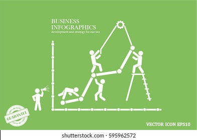 Business infographics icon vector EPS 10, illustration  head businessmen with team of working people pill flat design,  abstract modern isolated badge for website or app - stock info graphics