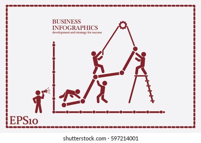 Business infographics icon vector EPS 10, illustration  head businessmen with team of working people pill flat design,  abstract modern isolated badge for website or app - stock info graphics 