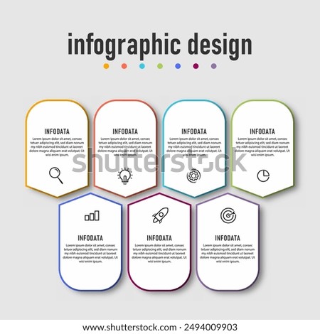 Business infographics or info data template. timeline with 7 steps, options. can be used for workflow diagram, info chart, web design. vector illustration.	