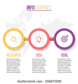 Business infographics. Infographic with 3 steps, circles.