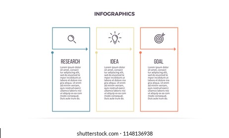 Business infographics. Informational table with 3 steps, column, options. Vector template. Editable line.