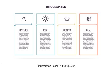 Business infographics. Informational table with 4 steps, column, options. Vector template. Editable line.