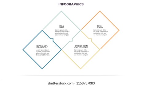 Business infographics. Informational table with 4 steps, squares, options. Vector template. Editable line.