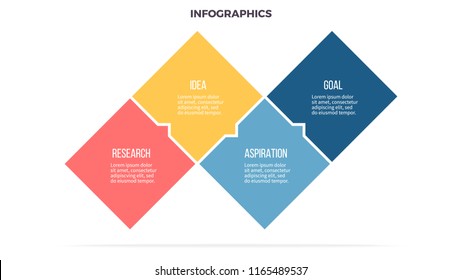 Business infographics. Informational table with 4 steps, options. Vector template. 