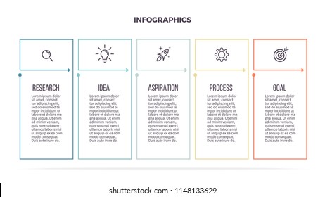 Business Infographics. Informational Table With 5 Steps, Column, Options. Vector Template. Editable Line.