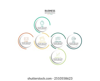 Business infographics. Informational table with 6 steps, options. Vector template.