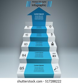 Business infographics up the ladder to success.