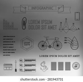 Business Infographics. Line elements can be used for workflow layout, banner, step up options,  number options,  web template
