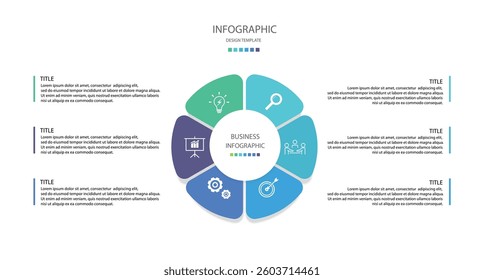 Business infographics line process with template with icons and 6 options or steps.infographics of business,idea,meeting,process,report.for infographics design template