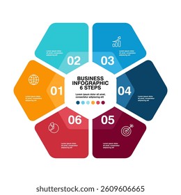 Business infographics line process with template with icons and 6 options or steps.infographics of business,idea,meeting,process,report. infographics design template vector eps