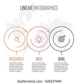 Business Infographics. Linear Timeline With 3 Steps. Vector Template.