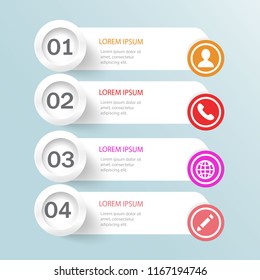 Business infographics with number options step,diagram,workflow process,data virtualization and presentation.Can be used template background.Vector element illustration.