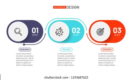 Business infographics number options template and marketing icons. Timeline with 3 step, process line. Vector illustration. Can be used for workflow layout, diagram, presentation, web design.