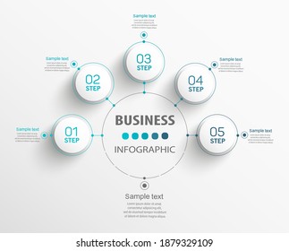 Business infographics number options template with 5 steps. Can be used for workflow layout, diagram,  banner, web design. Vector eps 10