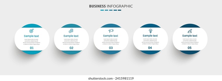 Business infographics number options template with 5 steps. Can be used for workflow layout, diagram, banner, web design. Vector eps 10	