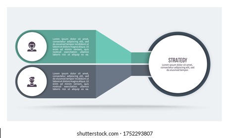 Business infographics . Organization chart with 2 steps, options, sections. Vector chart. 