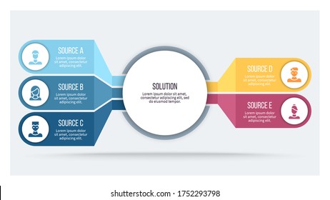 Business infographics . Organization chart with 5 steps, options, sections. Vector chart. 