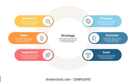 Business infographics. Organization Chart with 6 steps, options. Vector diagram.