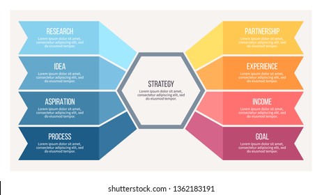 Business infographics. Organization chart with 8 steps, options. Vector diagram.