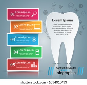 Business Infographics origami style Vector illustration. Tooth icon.