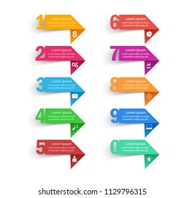 Business Infographics origami style Vector illustration. List of 10 items. 