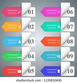 Business Infographics origami style Vector illustration. List of 10 items. 