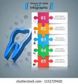 Business Infographics origami style Vector illustration. Tooth icon.