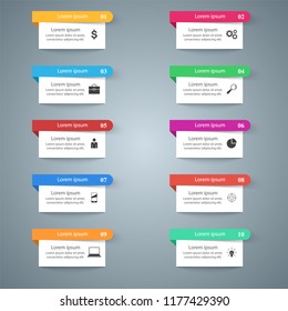 Business Infographics origami style Vector illustration. List of 10 items. 