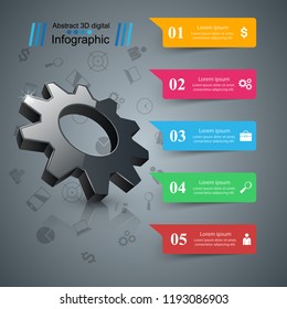 Business Infographics origami style Vector illustration. Gear icon.