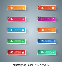 Business Infographics origami style Vector illustration. List of 10 items. 
