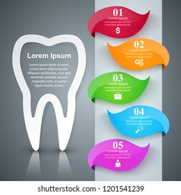 Business Infographics origami style Vector illustration. Tooth icon.