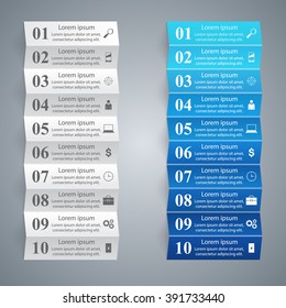 Business Infographics Origami Style Vector Illustration. List Of 10 Items.