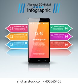 Business Infographics origami style Vector illustration. Smartphone icon. Gadget icon.