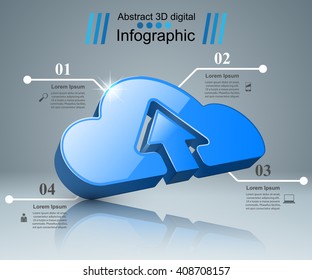  Business Infographics origami style Vector illustration. Download and cloud icon.