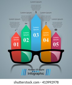 Business Infographics origami style Vector illustration. Glasses icon.