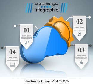 Business Infographics origami style Vector illustration. Sun icon. Weather icon. Cloud icon.