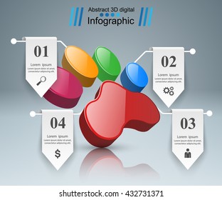 Business Infographics origami style Vector illustration. Animals paw icon.