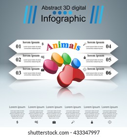 Business Infographics origami style Vector illustration. Animals paw icon.