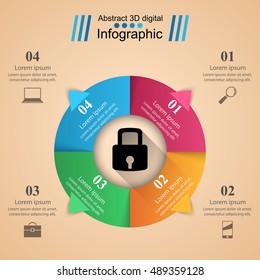 Business Infographics origami style Vector illustration. Lock logo.