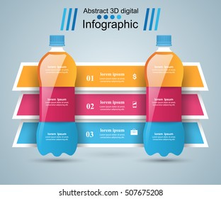 Business Infographics origami style Vector illustration. Bottle, water, drink icon.
