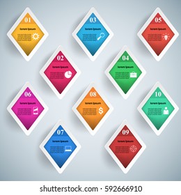 Business Infographics origami style Vector illustration. List of 10 items. 