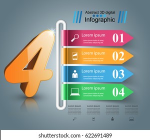 Business Infographics origami style Vector illustration. Four 3d icon.